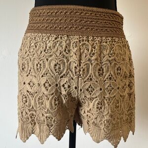 Chic Tan Lace High Waist Women Shorts